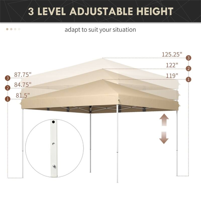 13'x13' Oxford Fabric Pop-Up Canopy Tent with Steel Frame and UV Protection for Outdoor Events - 13.1' L x 13.1' W