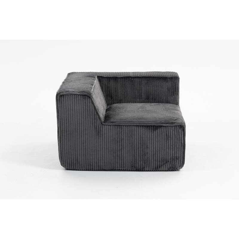 Modular Sectional Sofa with Pillows, Corduroy Upholstered 3-Seater Sofa, All-Compressed Foam Sofa for Living Room, Apartment