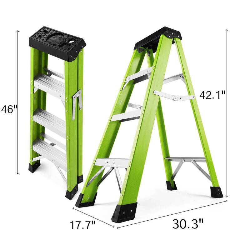 Anmytek Professional Grade Fiberglass Step Ladder 330 lbs Capacity Insulating A Frame Design with Tool Tray for Electrical Work