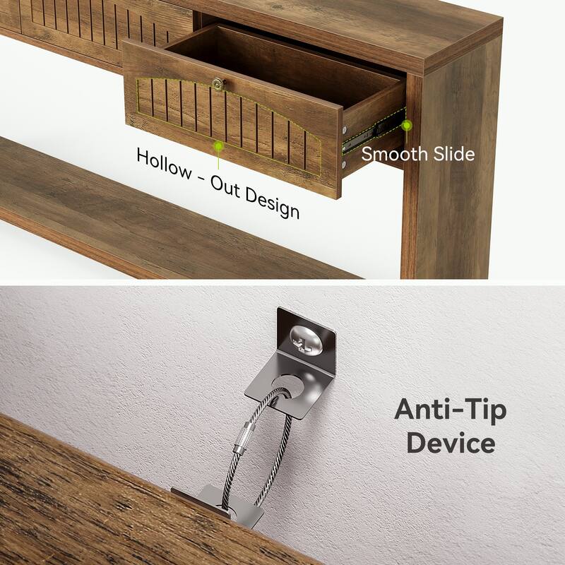 70.8-Inch Long Console Table, Farmhouse Narrow Entryway Table