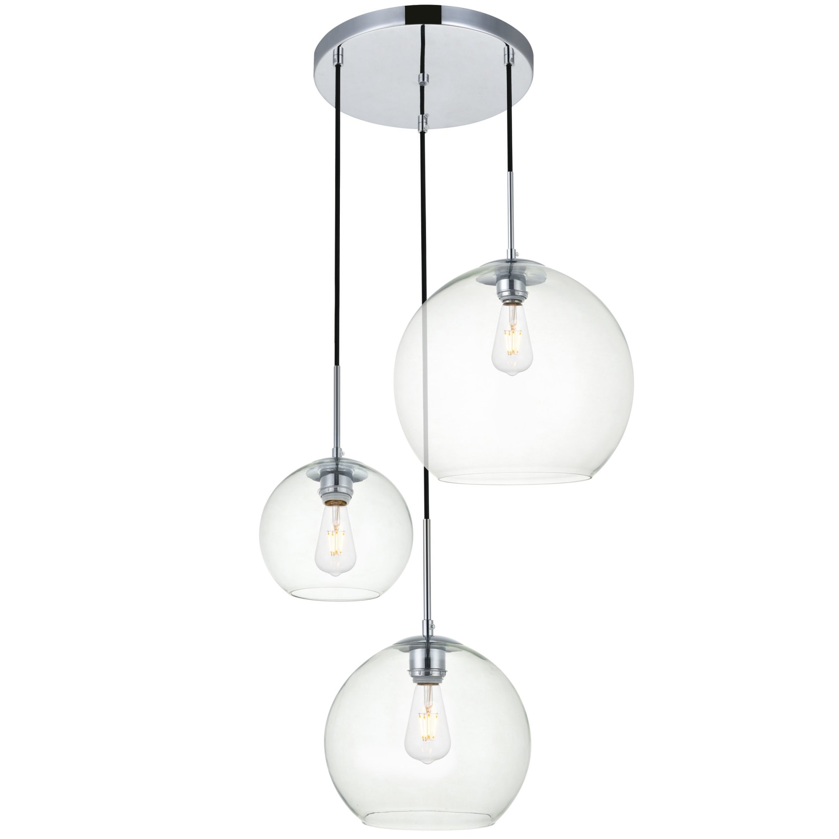 Elegant Lighting Baxter 3 Light 21" Wide Multi Light Pendant with
