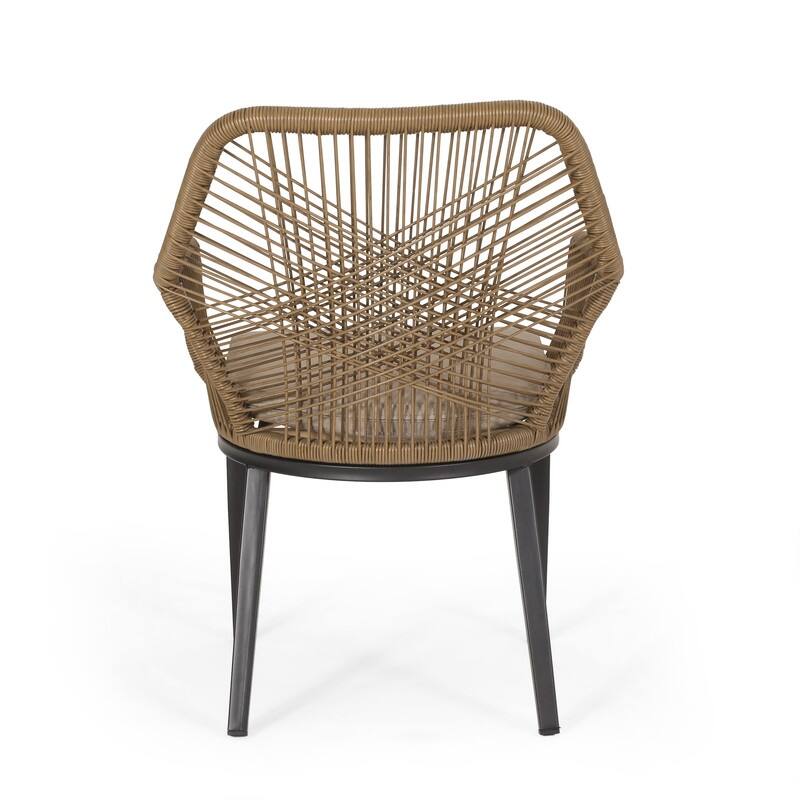 Russell Modern Wicker Dining Club Chair with Water-Resistant Cushion
