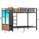 preview thumbnail 2 of 16, Metal Bunk Bed Twin Over Twin with Hall Tree 4 Storage Drawers