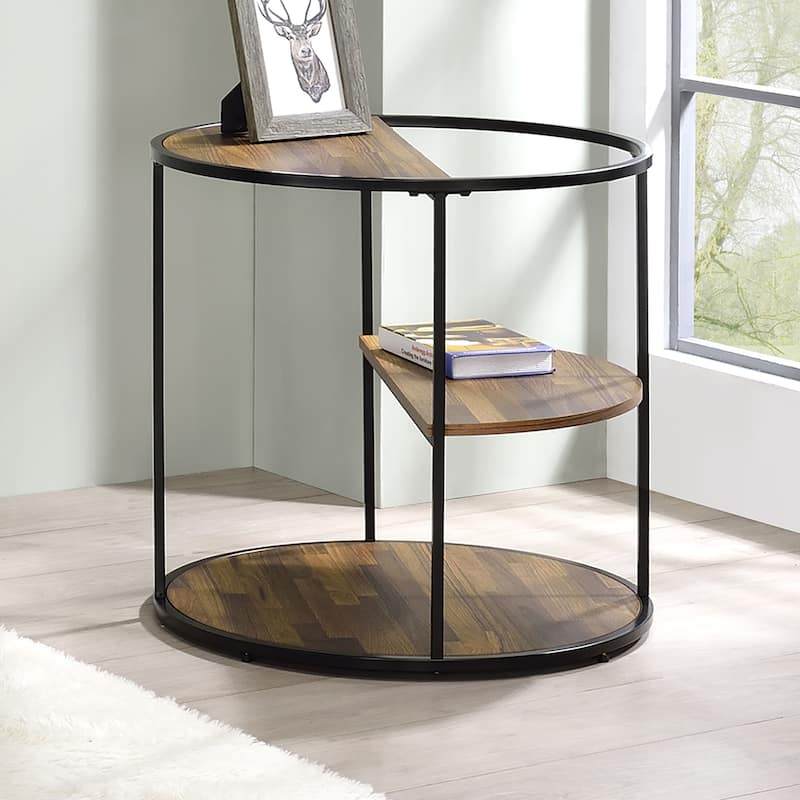 Carmicha Contemporary 24-inch Steel 2-Shelf Side Table by Furniture of America - Black