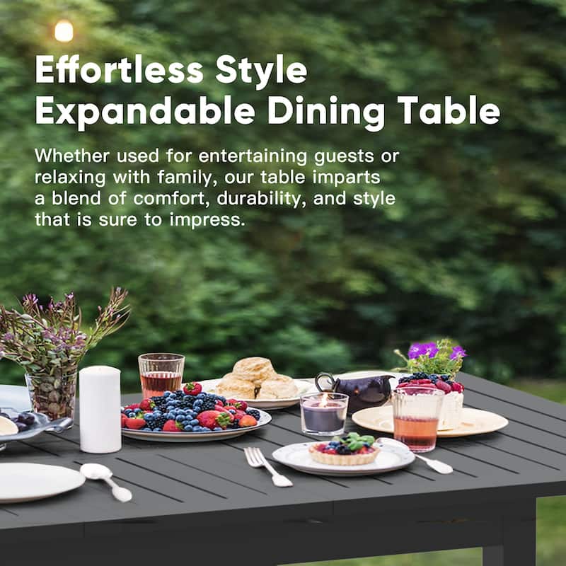 Extendable Aluminum Dining Table with Umbrella Hole