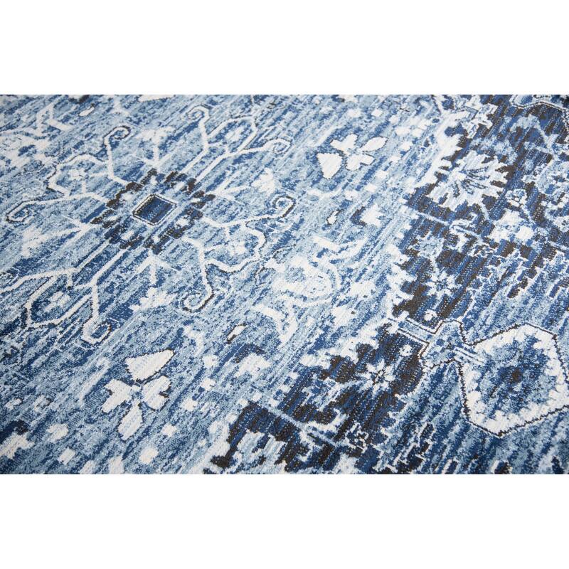 Alora Decor Swagger Ivory, Blue, and Black Persian-style Medallion Rug