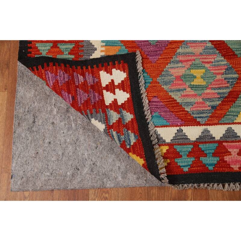 All-Over Kilim Oriental Area Rug Flatweave Wool Carpet - 8'5" x 9'5"