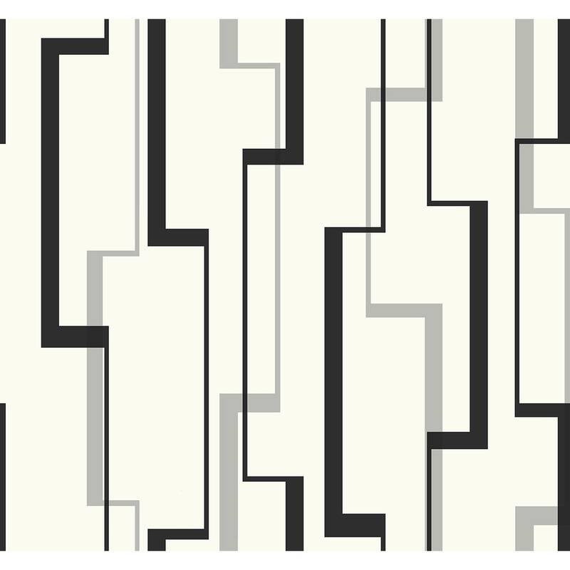 Seabrook Designs Cosmic Lined Geometric Unpasted Wallpaper - 27 in. W x 27 ft. L - Cream & Metallic Ash