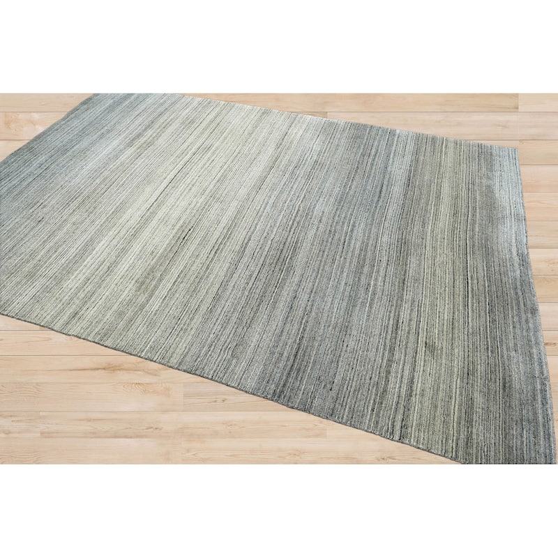 Hand Knotted Textured Tone On Tone Gray Tibetan Wool Modern Area Rug