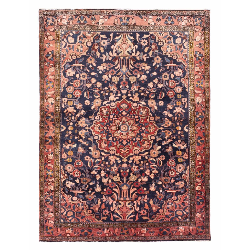 ECARPETGALLERY Hand-knotted Anadol Vintage Dark Navy Wool Rug - 5'9 x 7'9