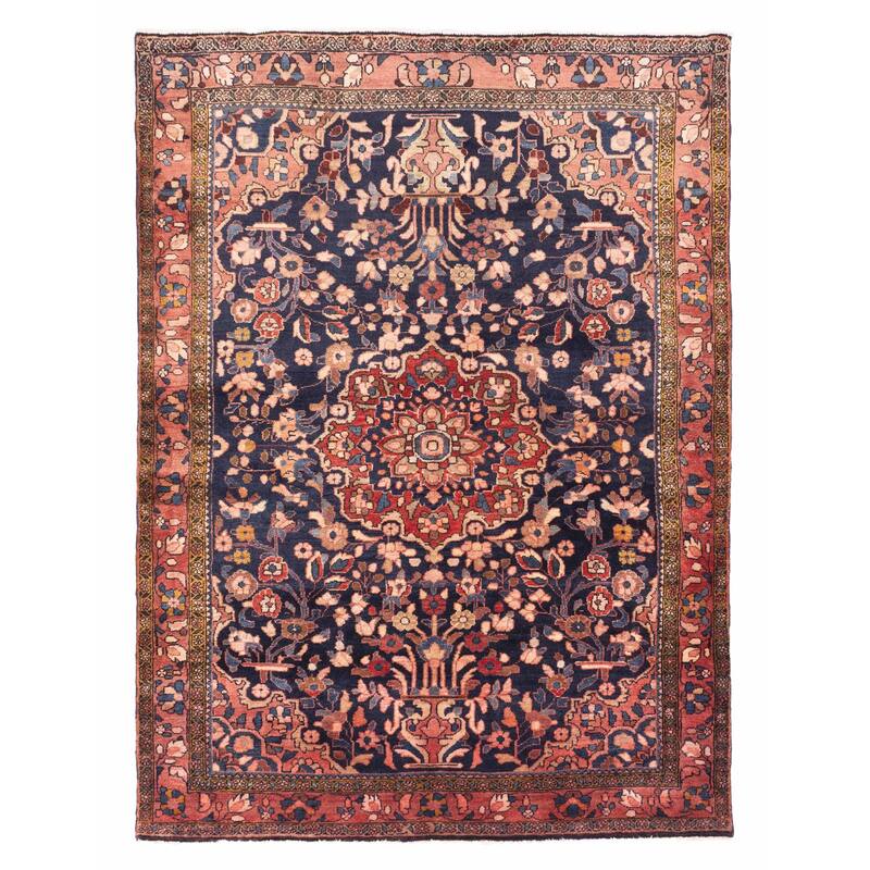 ECARPETGALLERY Hand-knotted Anadol Vintage Dark Navy Wool Rug - 5'9 x 7'9