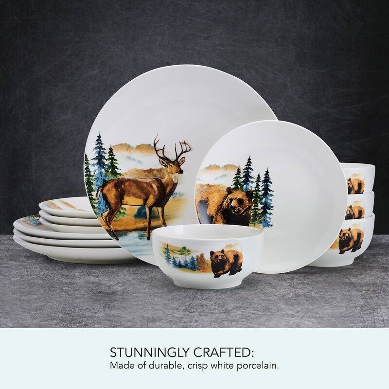 Studio Nova Woodland Animals 12-Piece Dinnerware Set, Service for 4