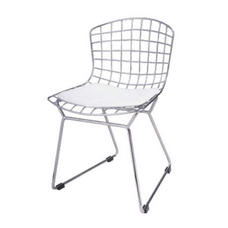 Kids Shuttle Chair Set of 2, White Faux Leather, Mesh Chrome Metal
