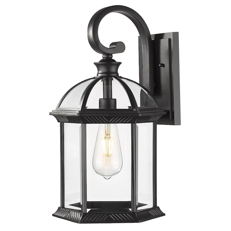18 Inch Outdoor Wall Lantern, Birdcage Shape - Black