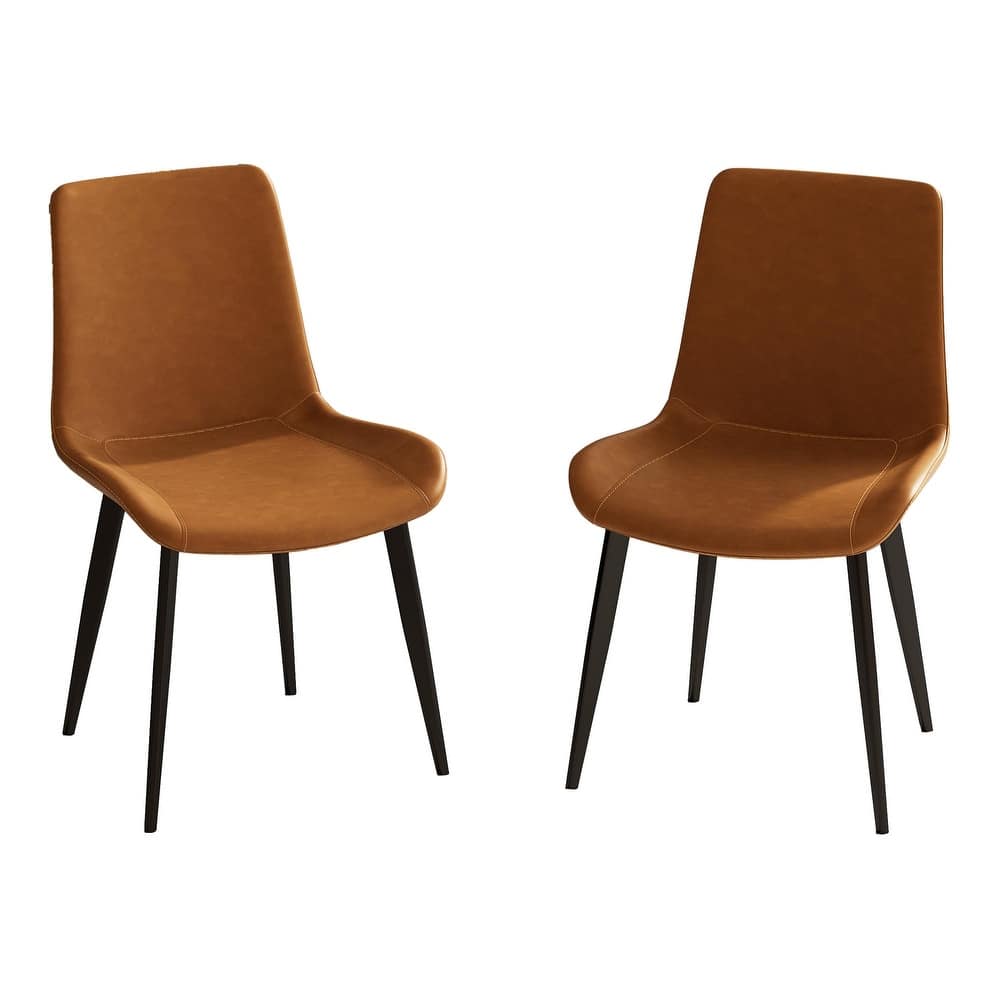 Faux Leather Dining Chairs Armless Side Chair with Metal Legs,Set of 2