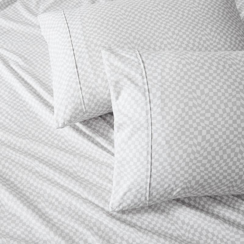 Lush Decor Circus Wavy Checks Light Gray Sheet Set