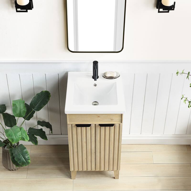 Palos Single Bath Vanity with Ceramic Basin Top and Mirror