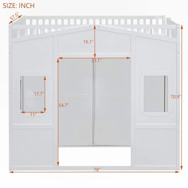 dimension image slide 1 of 5, House Loft Bed With Ladder and Wardrobe