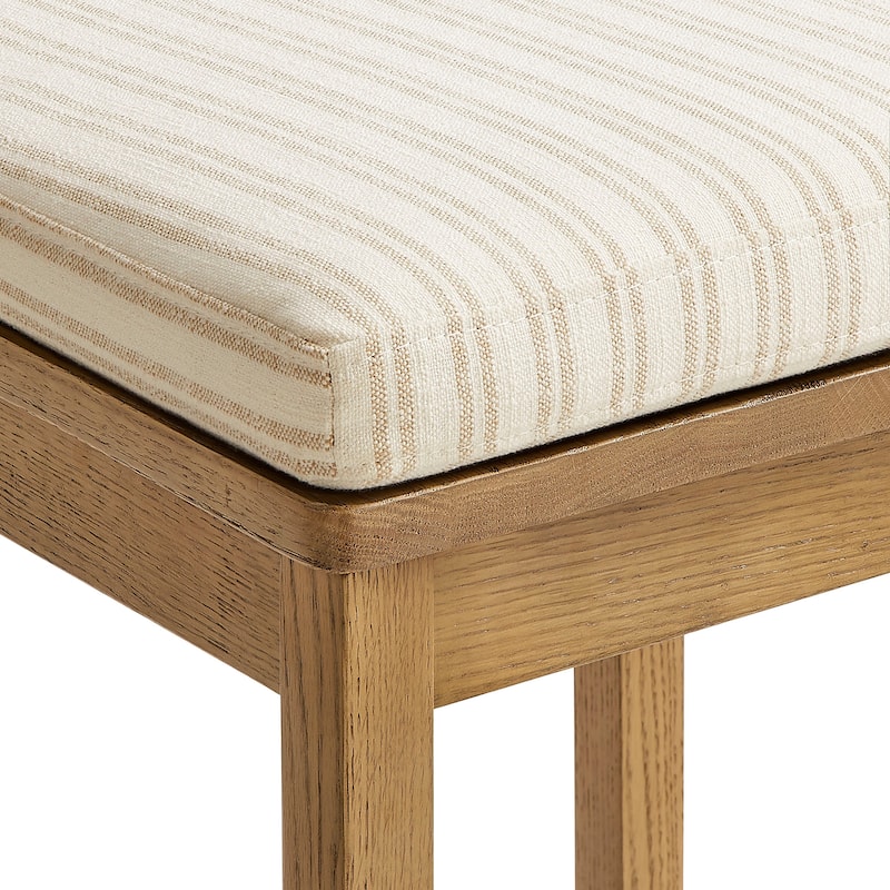 Jax Oak Wood Counter Stool With Wavy Razor Back and Cushion