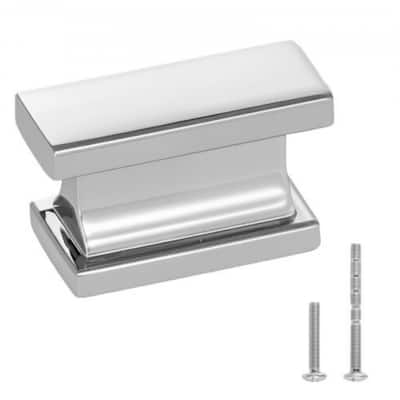 10 Pack Rectangular Chrome Cabinet Knobs Premium Zinc Alloy Modern Drawer and Door Handles with Screws - 1.42 x 0.59 x 0.79 in