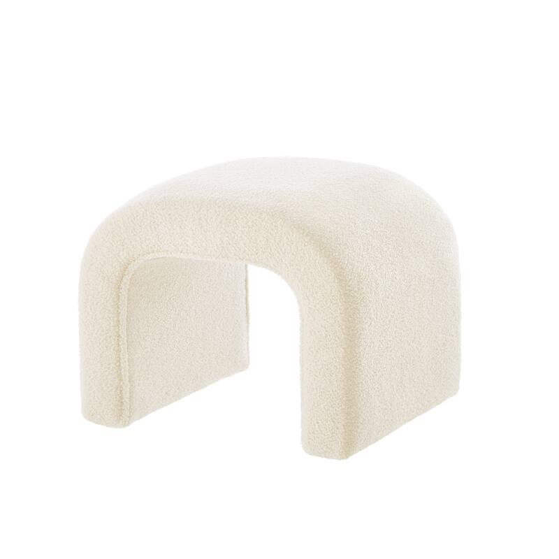 Set of 3 U-Shaped Modern Bench Teddy Ottoman Bench for Entryway, Bedroom End of Bed, Set of 3 Small Sofa Footrest