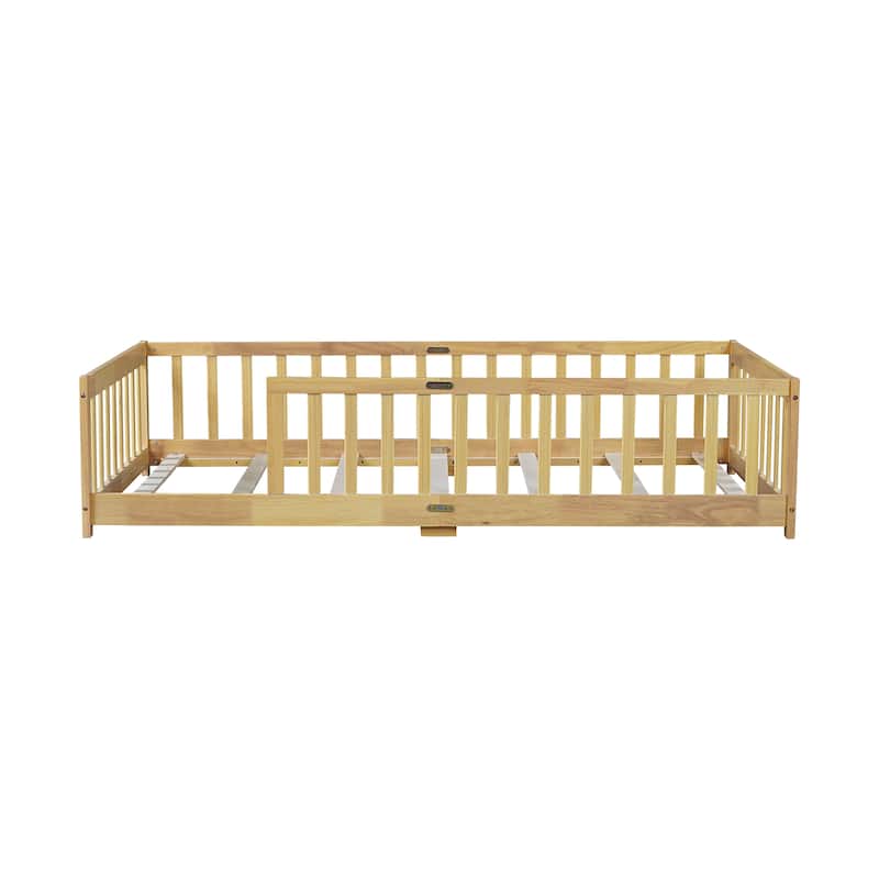 Twin Size Floor Bed with Fence without Door