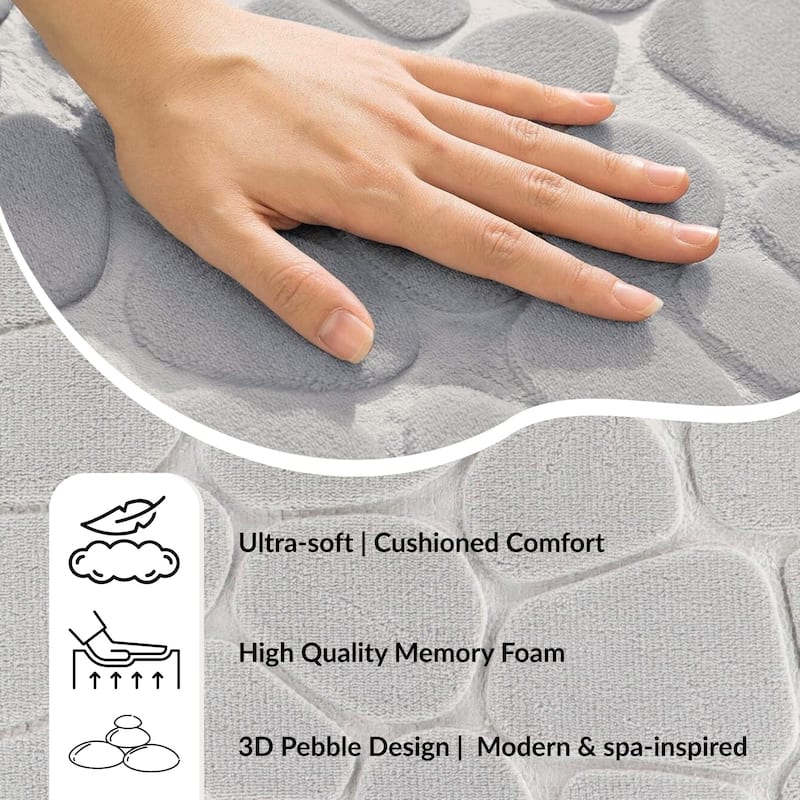 Memory Foam Runner Bath Mat Pebble Design 48x18
