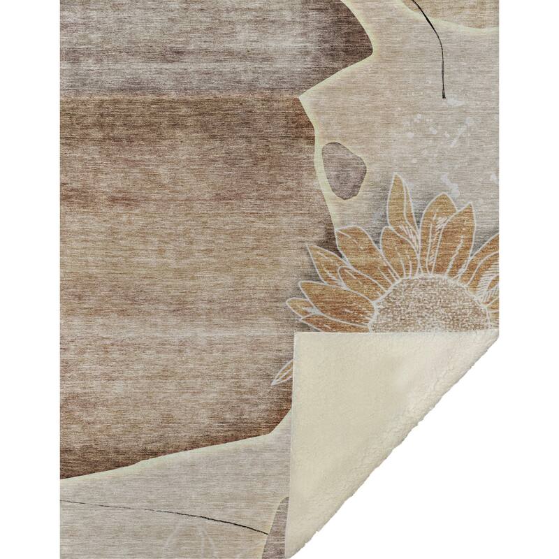 Premium Machine Washable Abstract Floral Sherpa Throw Blanket