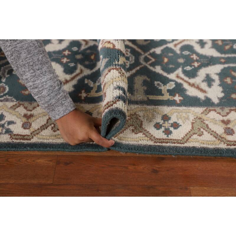 Green & Ivory Oushak Oriental Runner Rug Handmade Wool Carpet - 2'7"x 10'0"