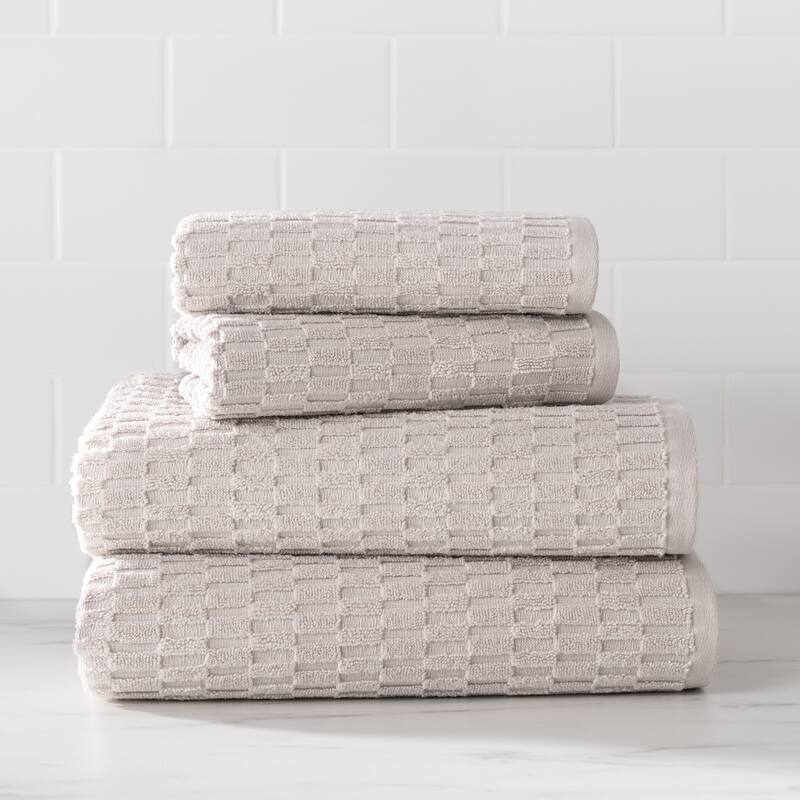 DKNY Metro Tile Quick Dry Bath and Hand Towel 4-piece Set - Stone