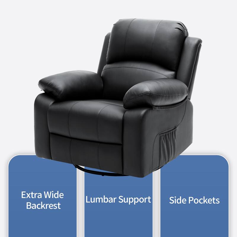 Moasis Beige Faux Leather Oversized Rocker Recliner Chair with Heat and Massage