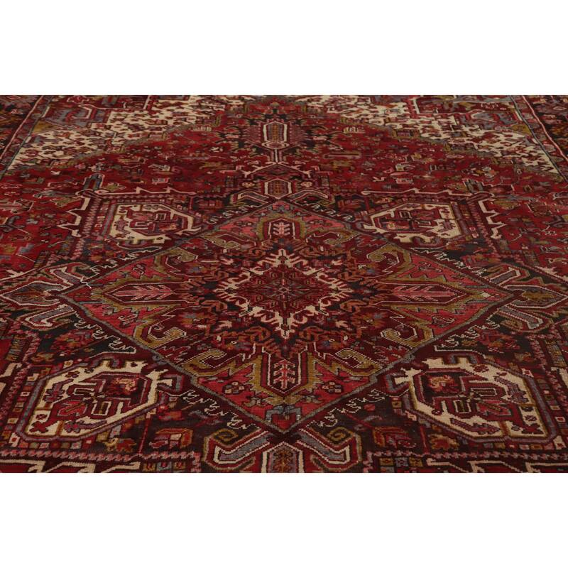 Hand Knotted Oriental 100% Wool Carpet Traditional Medallion Red Heriz Area Rug - 12' 5'' X 9' 0''
