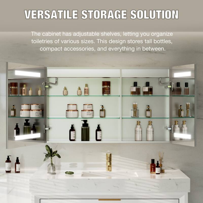 30-48'' W x 24'' H Surface or Recessed LED Bathroom Medicine Cabinet With Mirror,Defog & Quiet Hinges