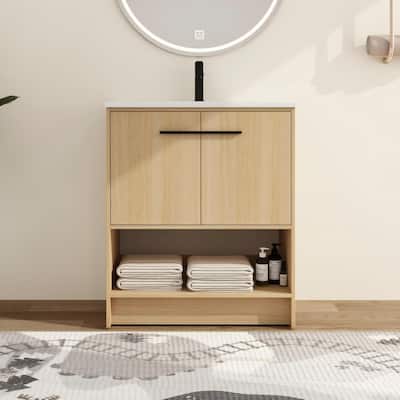 Malwee 30"/36" FreeStanding Bathroom Vanity, Floor Stand Bathroom Vanity with Sink and Soft Close Door