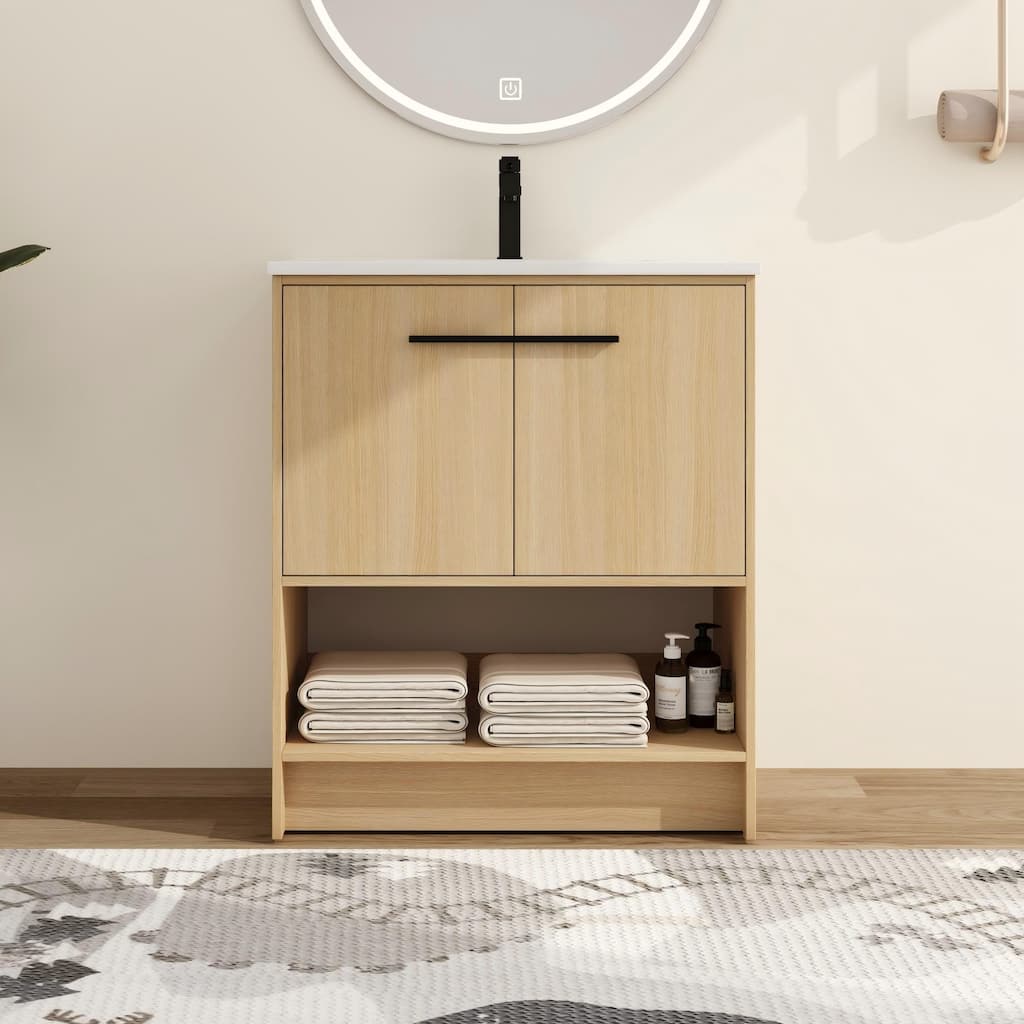 Malwee 30"/36" FreeStanding Bathroom Vanity, Floor Stand Bathroom Vanity with Sink and Soft Close Door