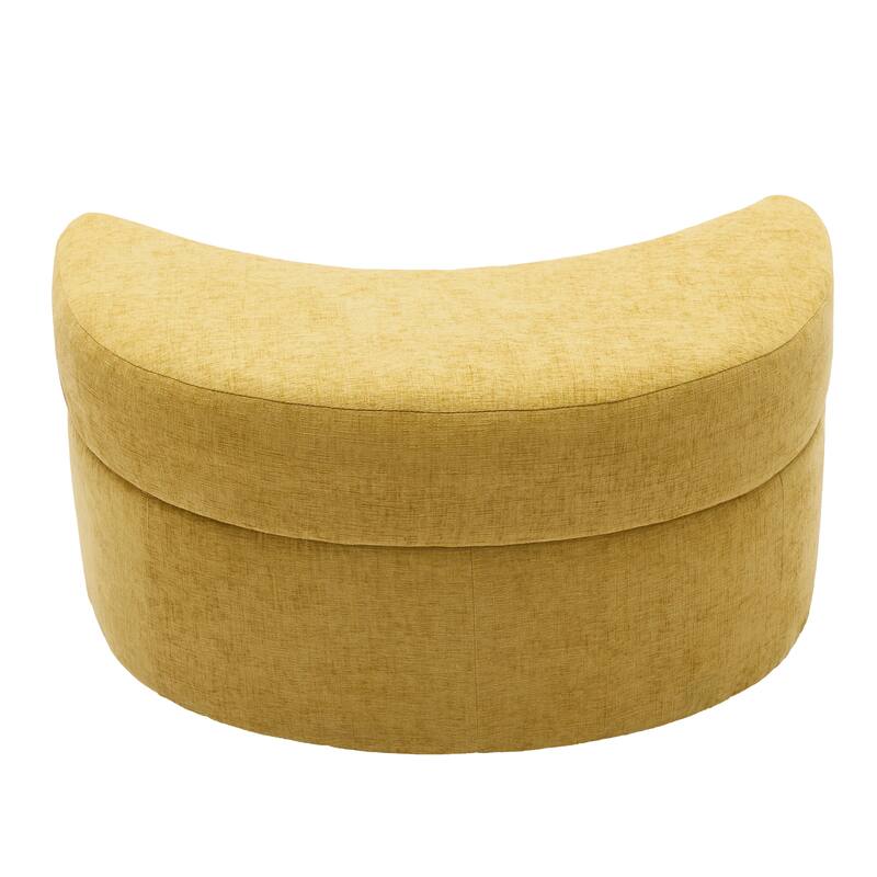 Chenille Half Moon Storage Ottoman(Set of 2)
