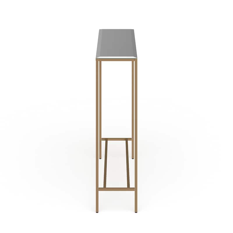 SEI Furniture Ham Long Narrow Console Table with Mirrored Top