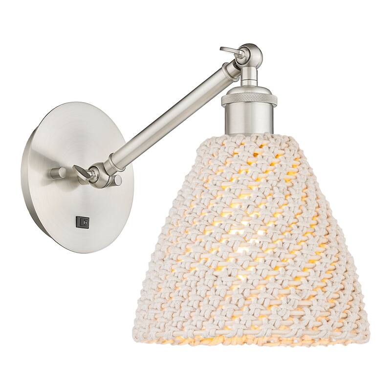 Innovations Lighting 317-1W-10-8 Bristol Natural Sconce Bristol - Brushed Satin Nickel / Natural