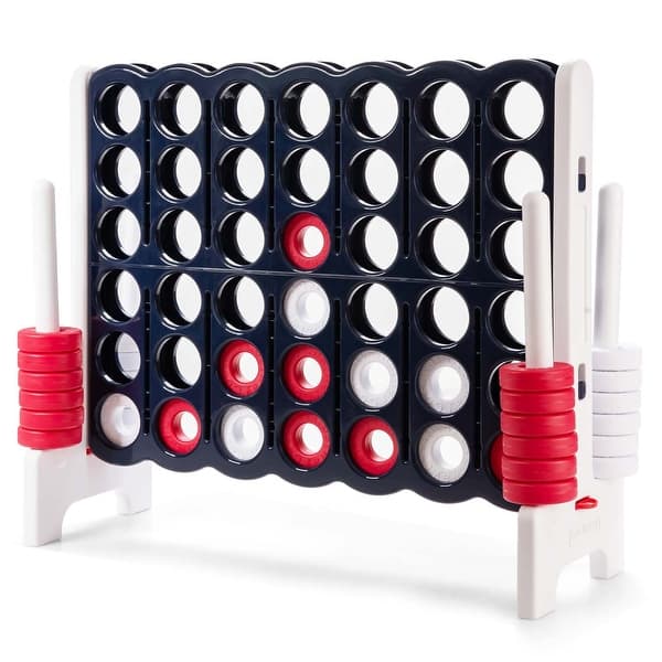 slide 2 of 10, Gymax Giant 4 in A Row Jumbo 4-to-Score Game Set Kids Adults w/ 42 Blue