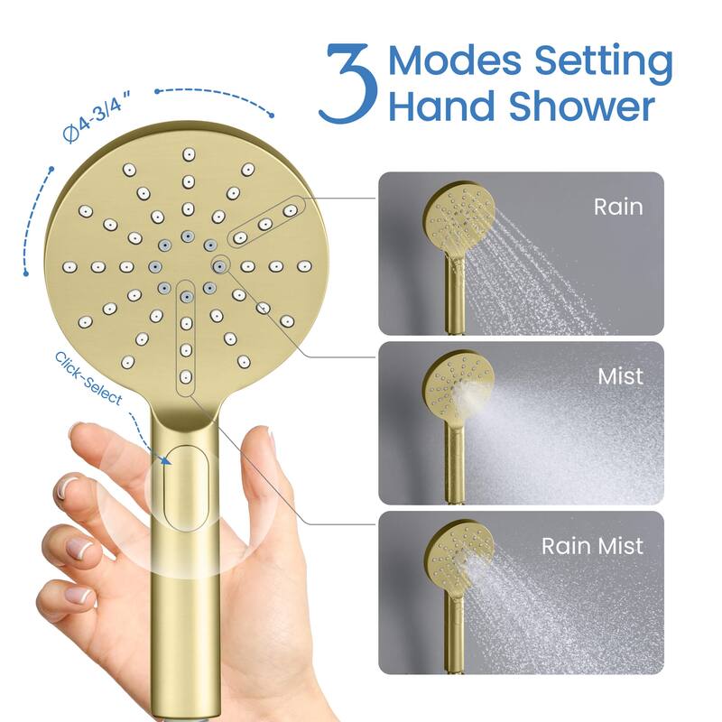 Pressure Balanced Ceiling Mounted 3-Function Shower System with Rough In Valve