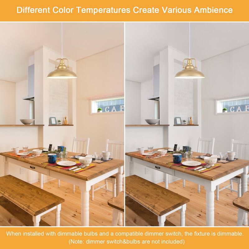 60-Watt 1-Light Pendant Light with Dome Shade for Kitchen Island, Classic Semi Flush Mount Chandelier for Dining Room