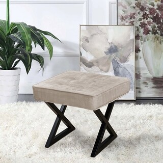 Textured Velvet Ottoman Vanity Stool 18"X18"X17"