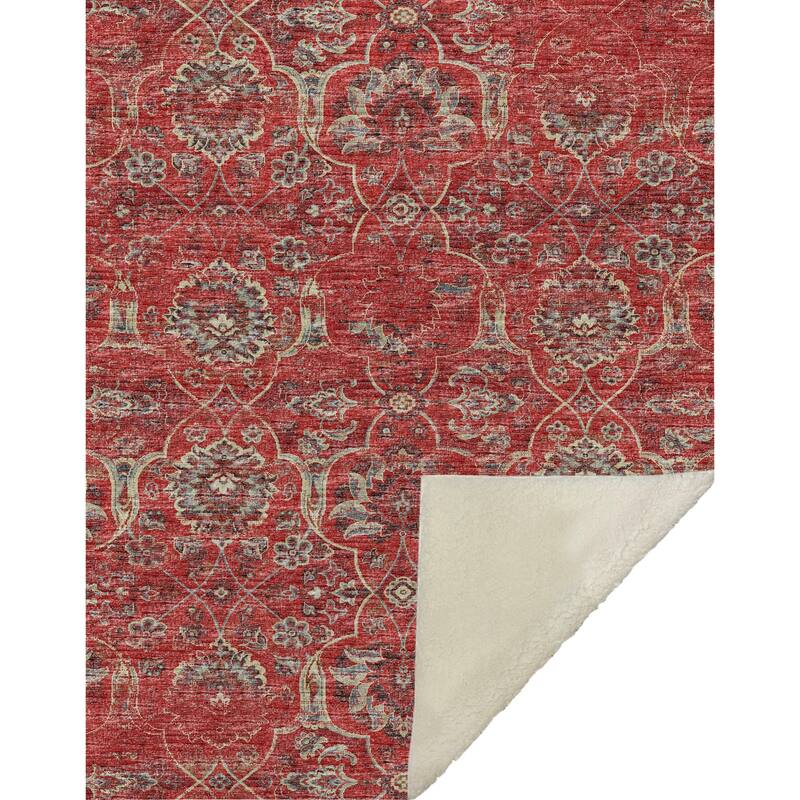 Premium Machine Washable ASB95 Traditional Persian Sherpa Throw Blanket