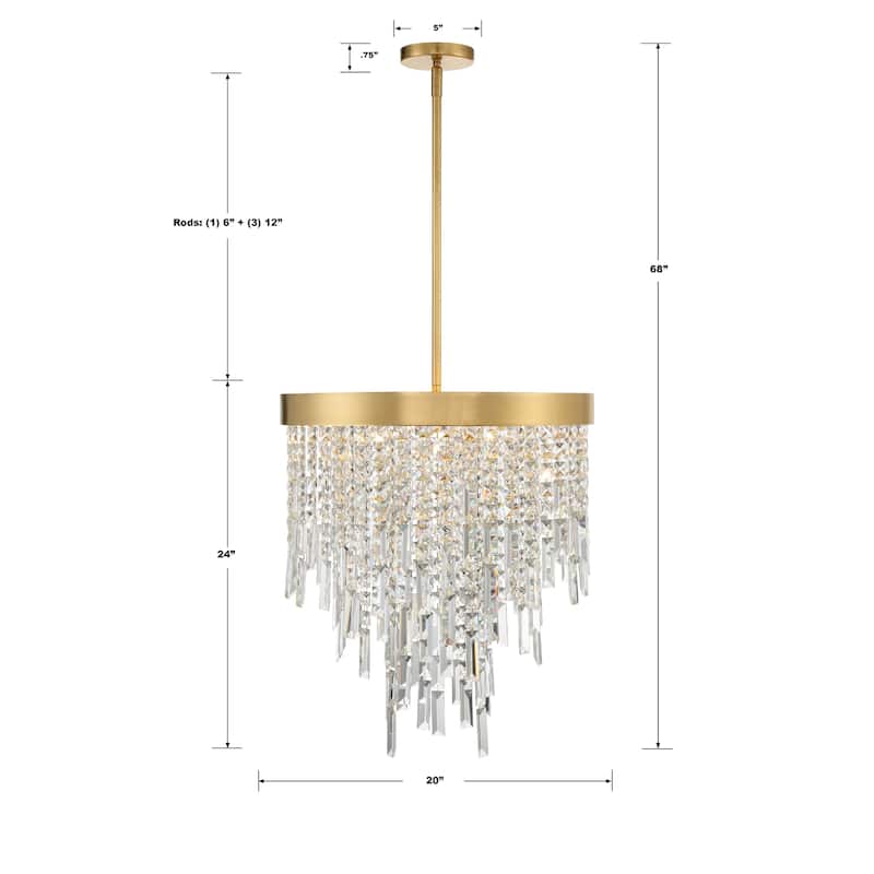 Winfield 5 Light Antique Gold Chandelier - 20"W x 24"H x 20"D