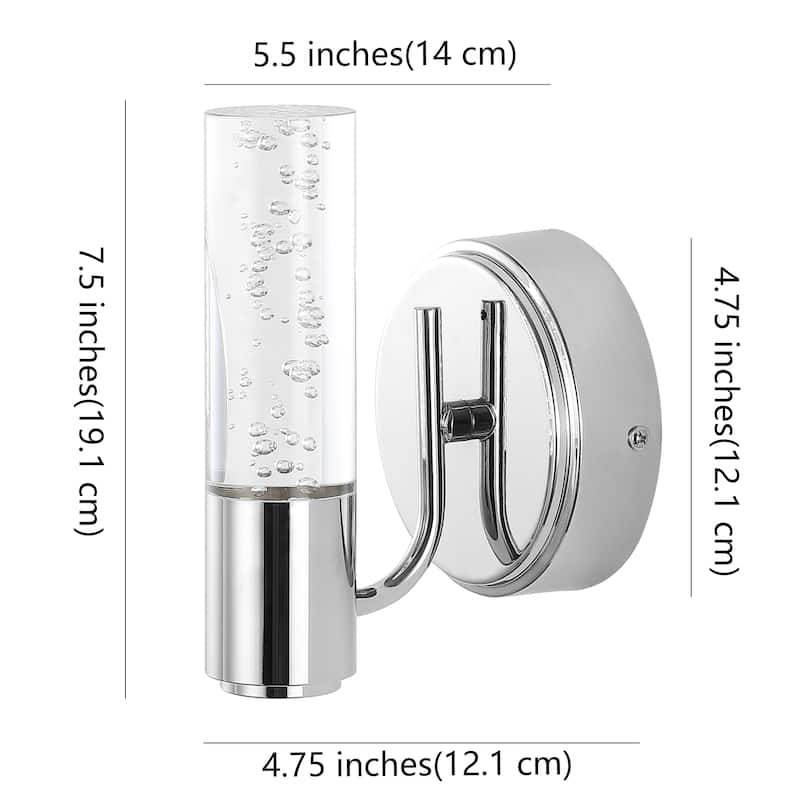 Alain Minimalist Modern Bubble Acrylic/Iron Integrated LED Vanity Light, by JONATHAN Y