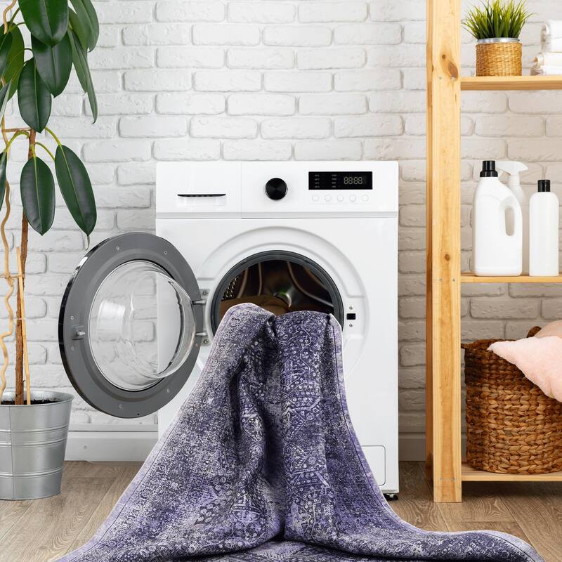 MAVAL Anthracite Washable Non-Shedding Area Rug