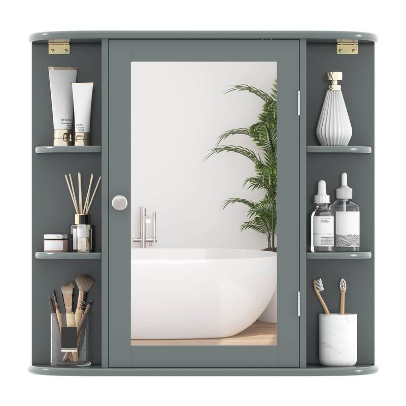 Multipurpose Wall Surface Bathroom Storage Cabinet Mirror - See Details - Grey