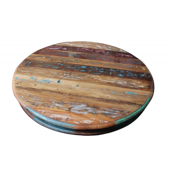 HomeRoots 42" Brown Rounded Rustic Reclaimed Solid Wood Dining Table - 42.00 in. x 31.00 in. x 42.00 in.