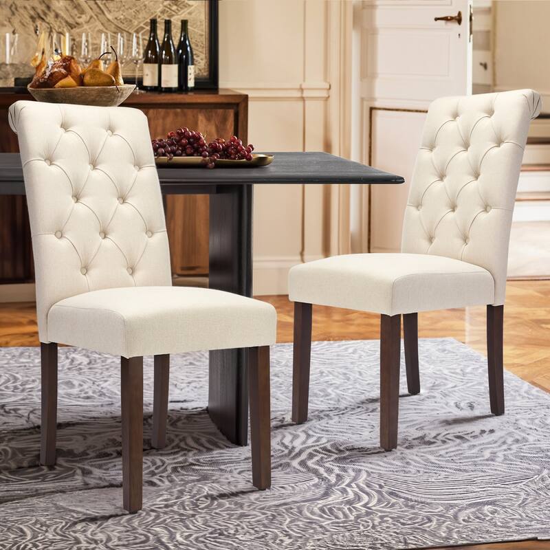 Tufted Parsons Dining Chairs - Velvet-Like Upholstery & Padded Seats for Kitchen & Dining Room
