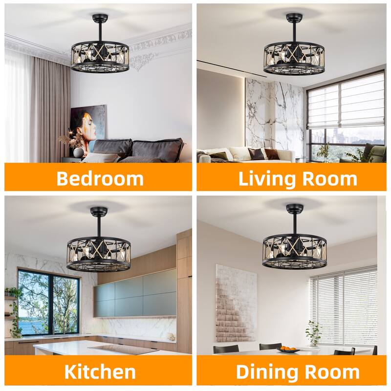 20.4'' 5 ABS Fan Blades, Modern Ceiling Fan with Remote Control, Noiseless Reversible AC Motor for BedrooM